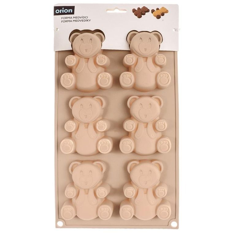 Orion, forma do ciastek muffinek silikonowa, beżowa, misie, 30-17,5-2 cm