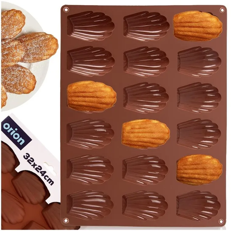 Orion, forma do ciastek, silikonowa, brązowa, muszelki, 32-24,5-2 cm