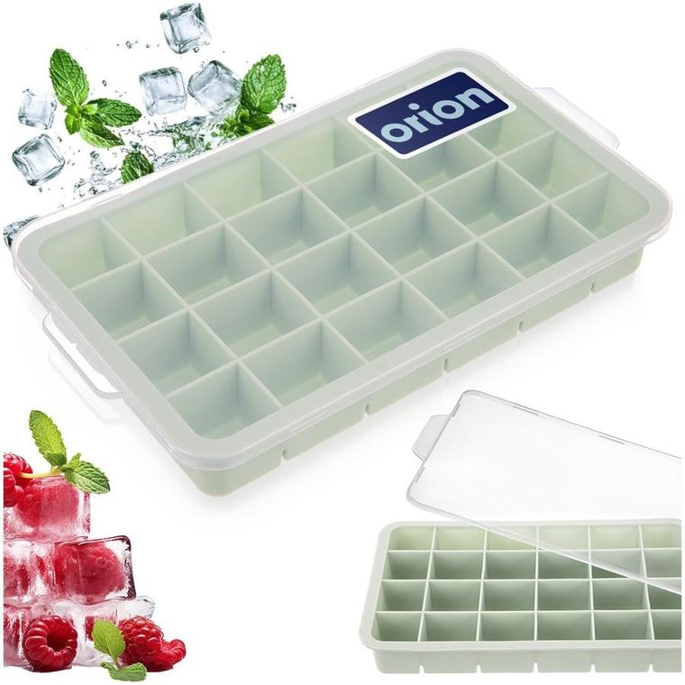 Orion, forma do kostek lodu z pokrywką silikonowa, zielona, 22.5-13-3 cm