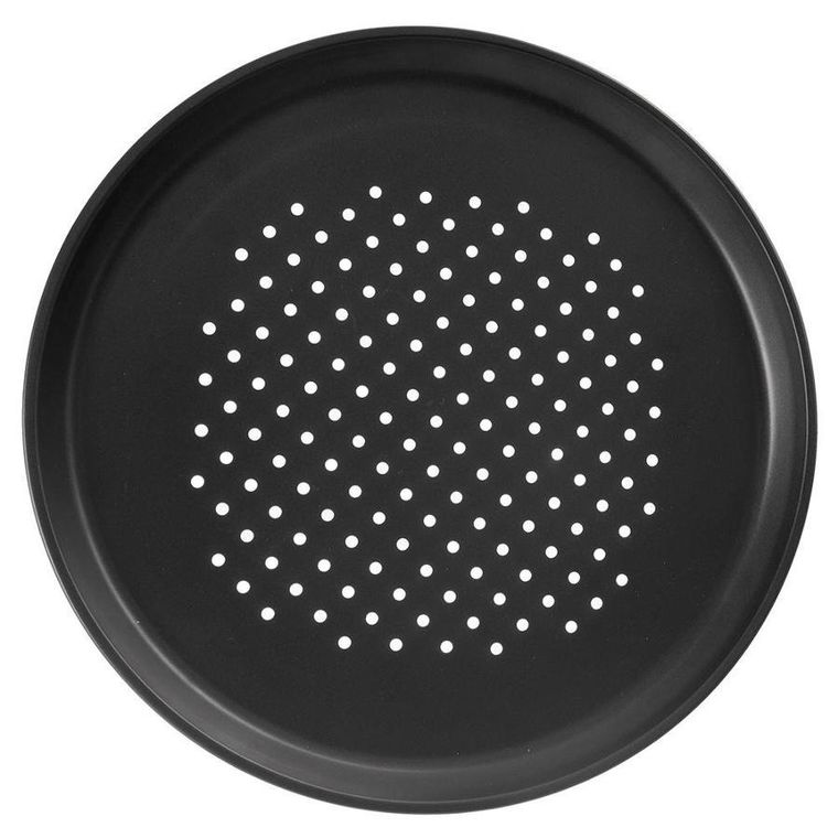Orion, forma do pizzy perforowana, z powłoką teflonową, czarna, 32 cm