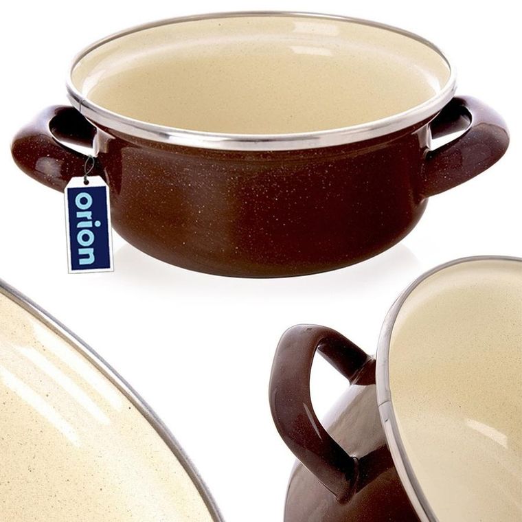 Orion, garnek emaliowany, brown, 14 cm, 600 ml