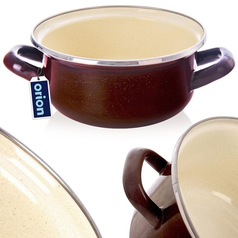 Orion, garnek emaliowany, brown, 16 cm, 1l