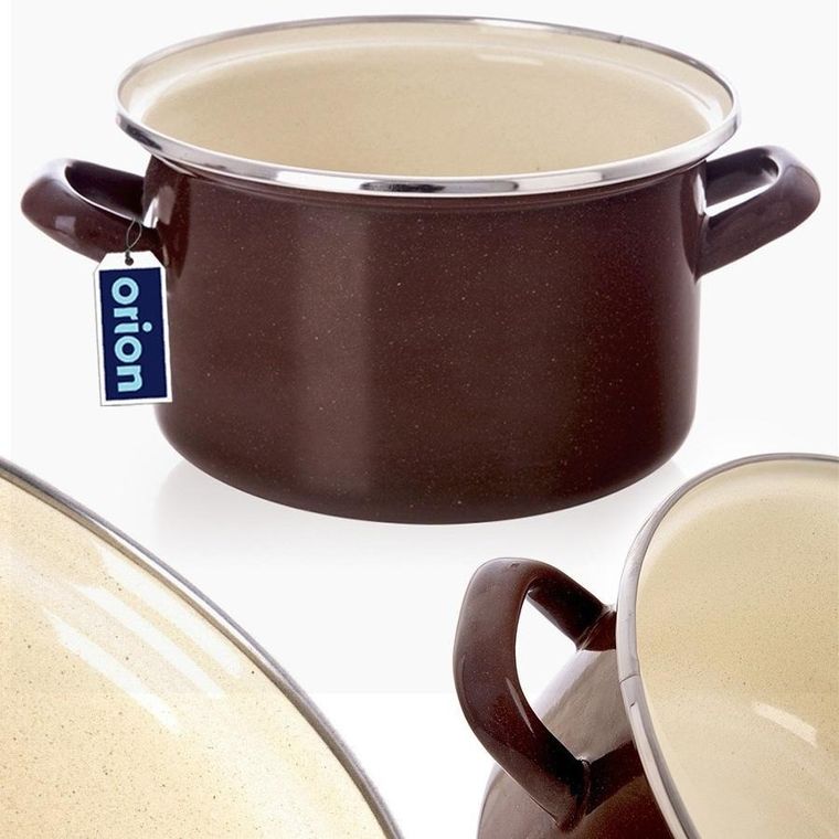Orion, garnek emaliowany, brown, 18 cm, 2l