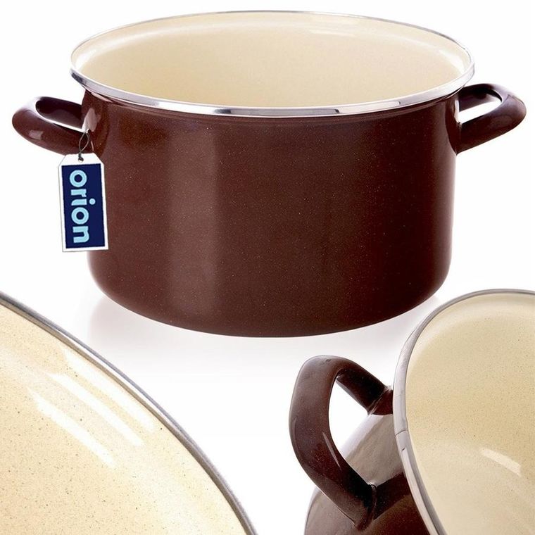 Orion, garnek emaliowany, brown, 22 cm, 4l