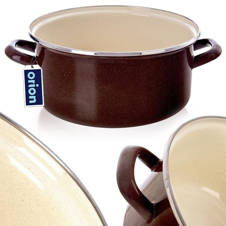 Orion, garnek emaliowany, brown, 24 cm, 4l