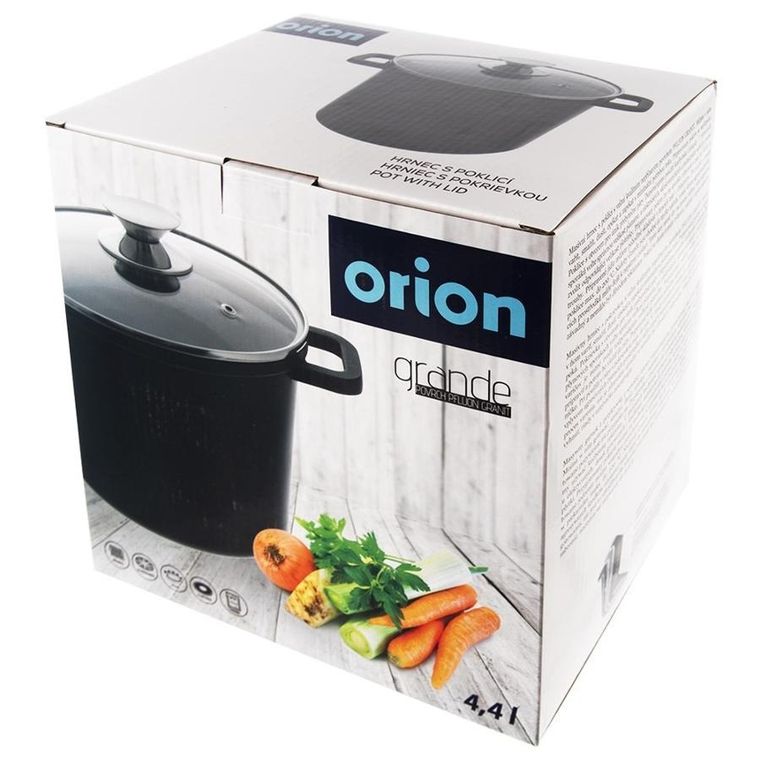 Orion, garnek granitowy ze szklaną pokrywką wysoki, Grande, 4.2 l