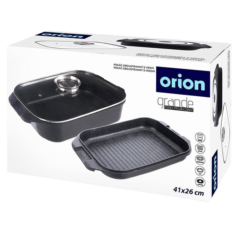 Orion, Grande, brytfanna granitowa z pokrywką, 7l, 41-26-15 cm