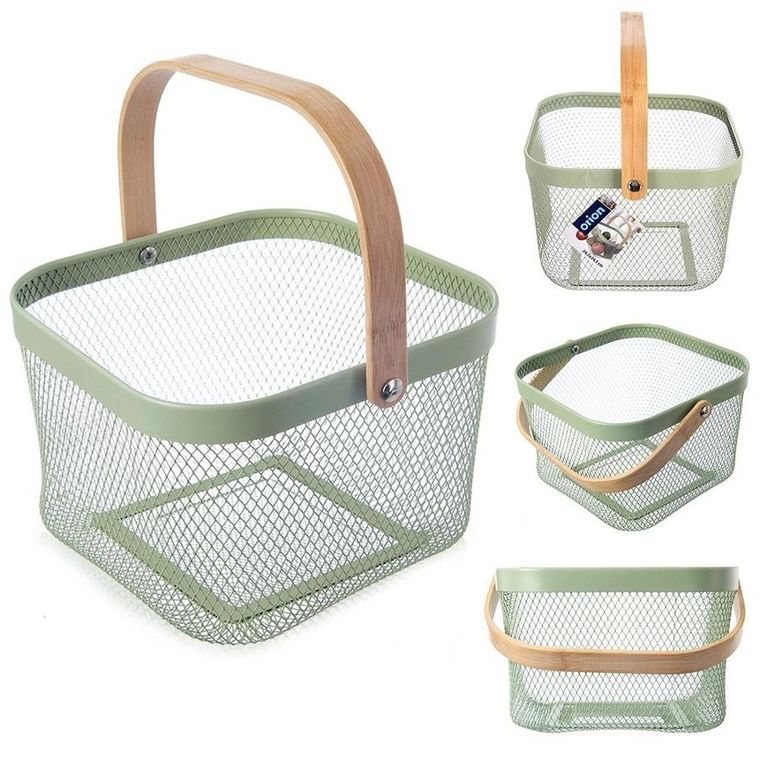 Orion, Greenish, koszyk do przechowywania, metalowy, zielony, 27-24,5-17,5 cm