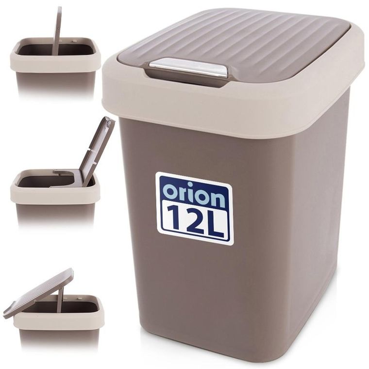 Orion, kosz na śmieci, plastikowy, brązowy, 12 l