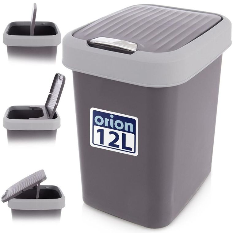 Orion, kosz na śmieci, plastikowy, szary, 12 l