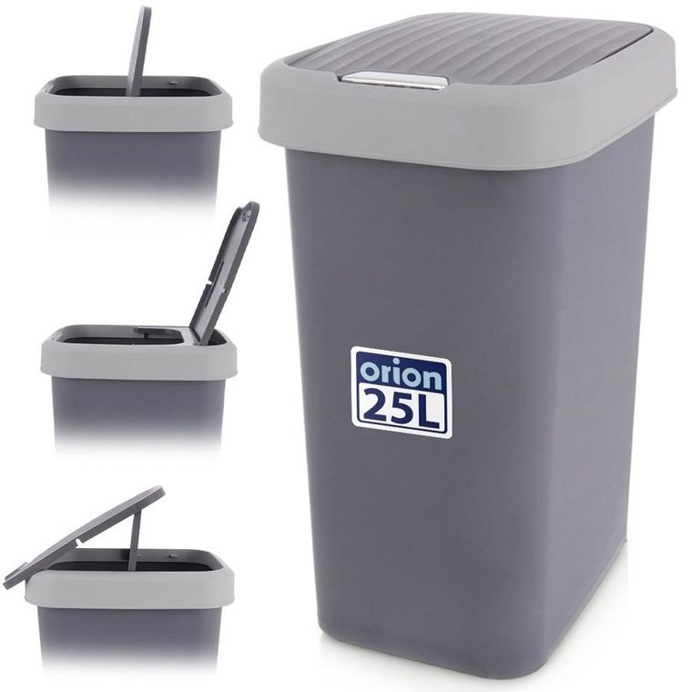 Orion, kosz na śmieci, plastikowy, szary, 25 l