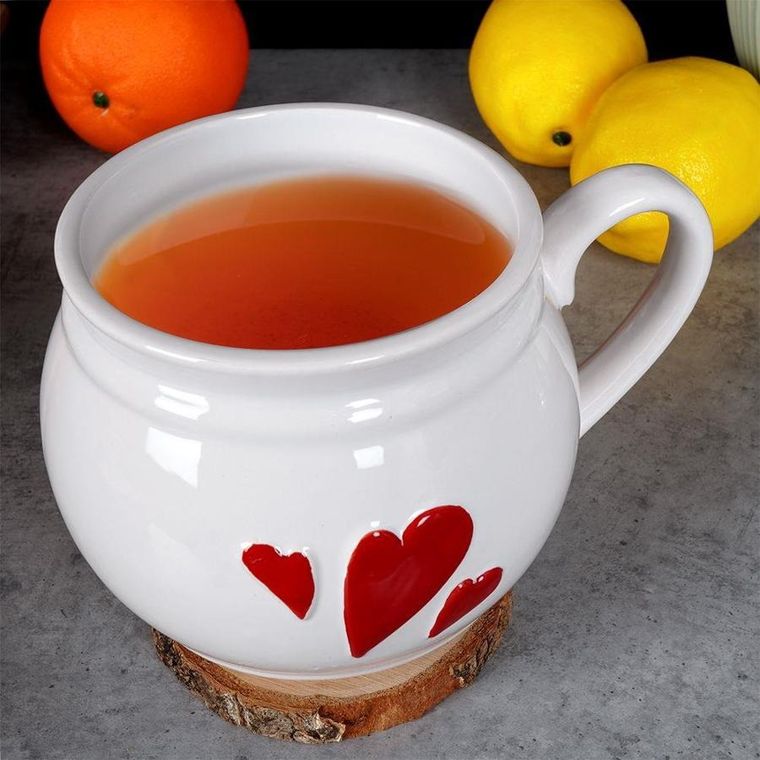 Orion, kubek ceramiczny, biały serce, 800 ml