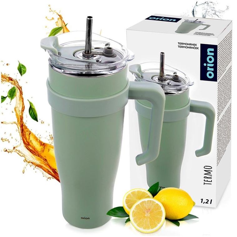 Orion, kubek termiczny z uchwytem, stalowy, miętowy, 1,2l