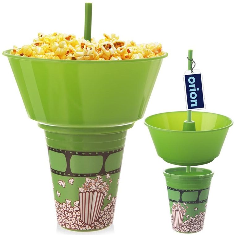 Orion, kubek z miską na popcorn, zielony, 500 ml