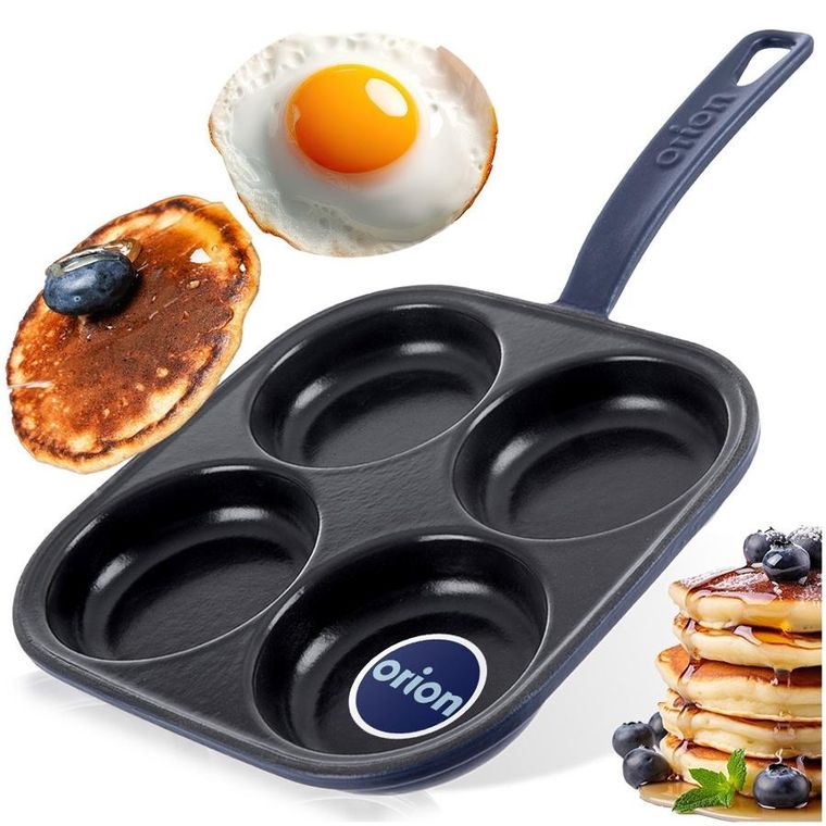 Orion, Litina Smalt, patelnia do jajek, żeliwna emaliowana, 4 otwory, 20,5-20,5 cm