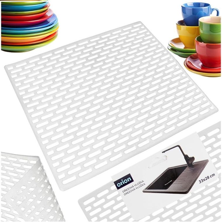 Orion, mata do zlewu, gumowa, biała, 33-28 cm