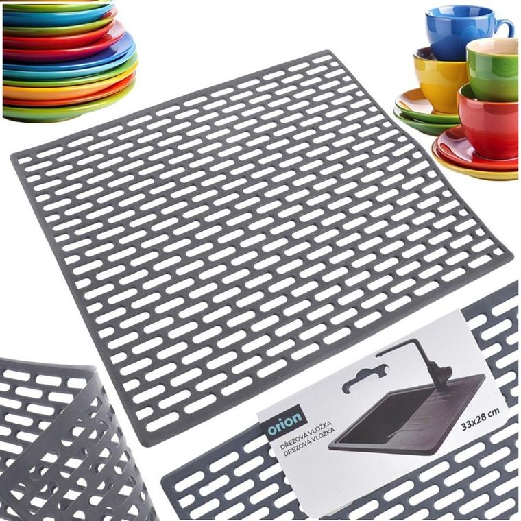 Orion, mata do zlewu, gumowa, szara, 33-28 cm