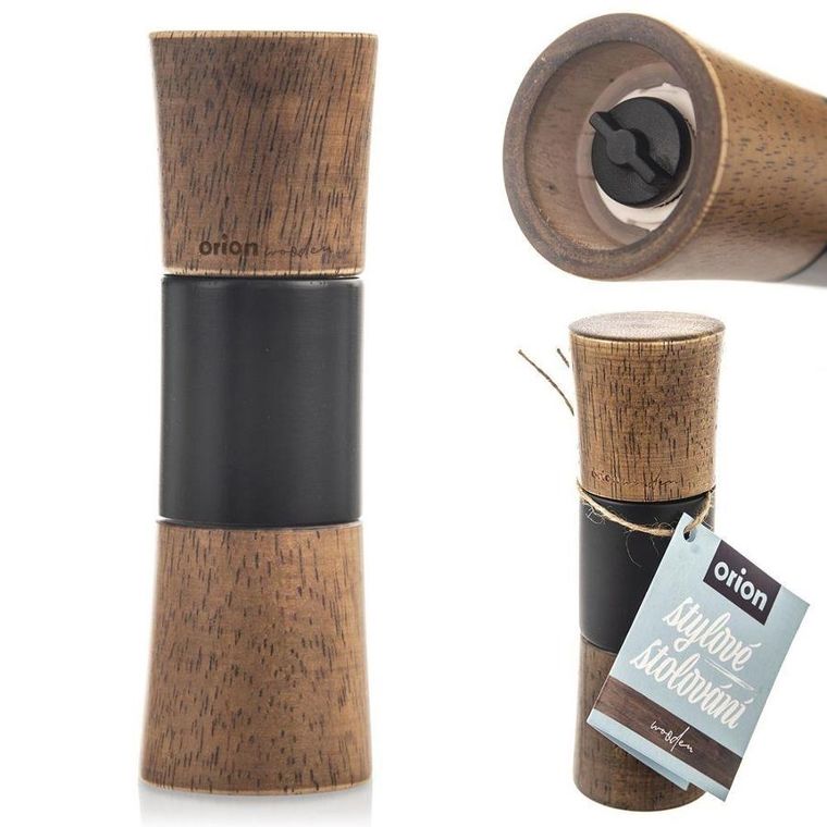 Orion, młynek ręczny do mielenia pieprzu soli przypraw drewniany, Wooden, 15.5 cm