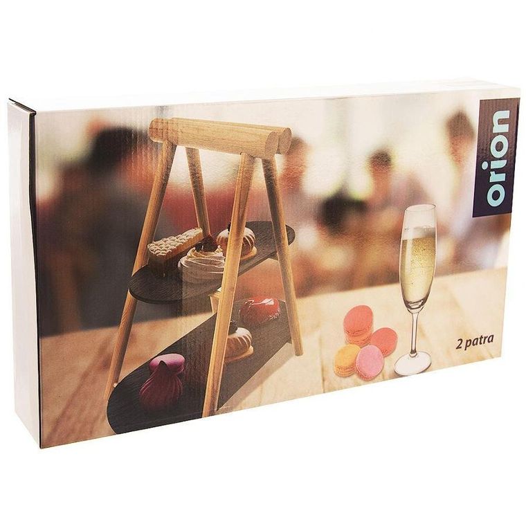 Orion, patera 2-poziomowa drewniana kamienna, 41-24-38.5 cm