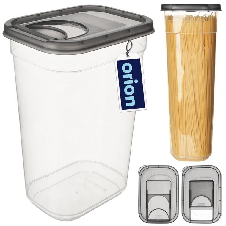 Orion, pojemnik na produkty sypkie z dozownikiem, grey, 3,2l