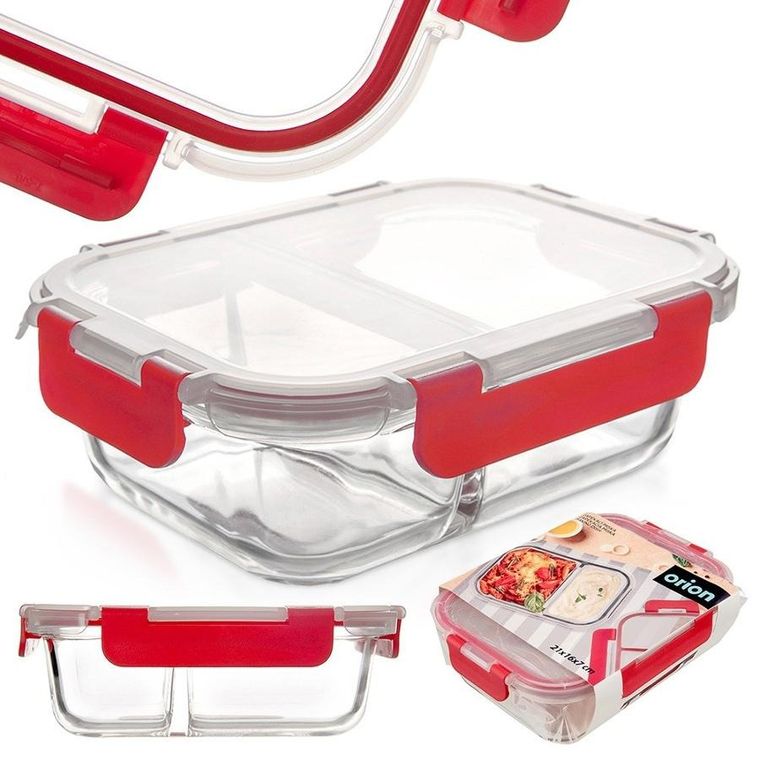 Orion, pojemnik na żywność szklany z pokrywką i uszczelką, dzielony, 950 ml