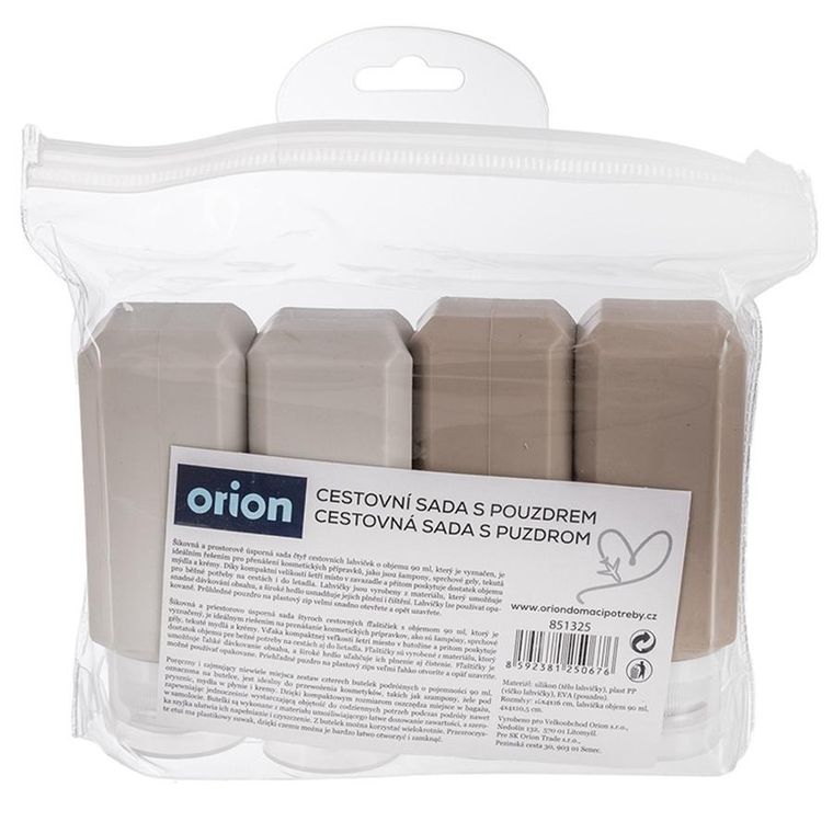 Orion, pojemniki podróżne na kosmetyki, silikonowe, w etui, 5 elementów