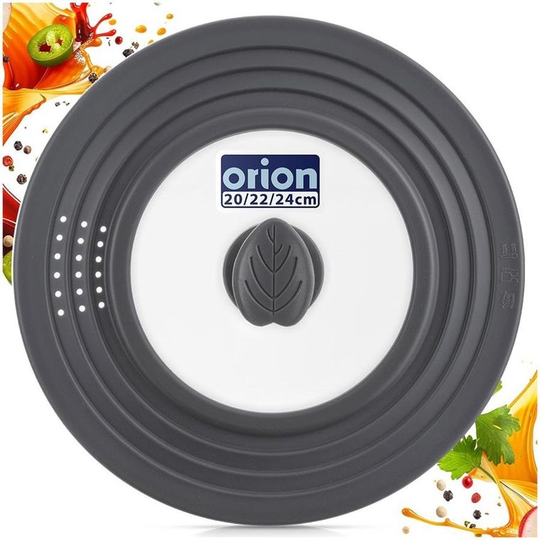Orion, pokrywka, szklana/silikonowa, uniwersalna, 20/22/24 cm