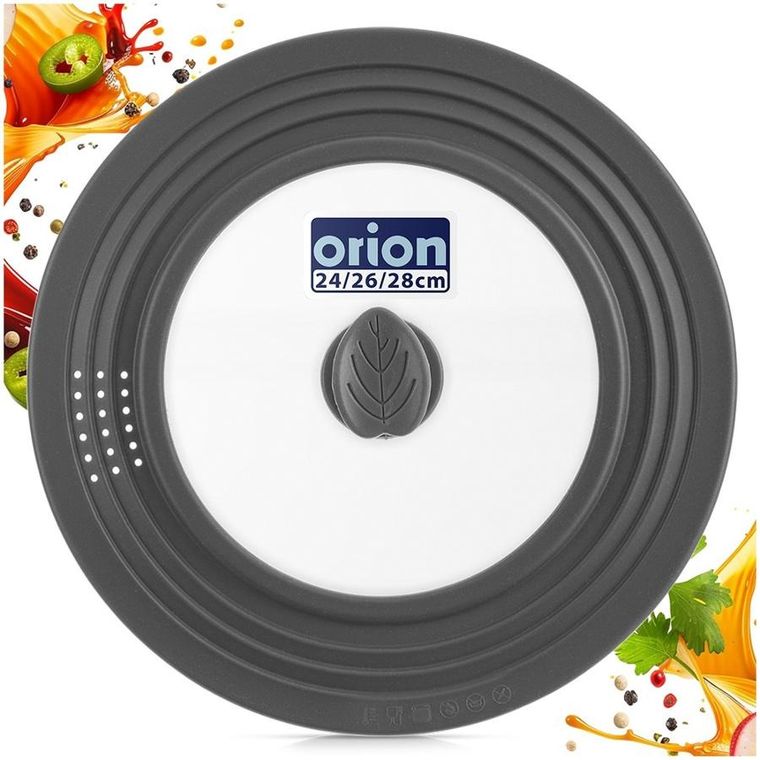 Orion, pokrywka, szklana/silikonowa, uniwersalna, 24/26/28 cm