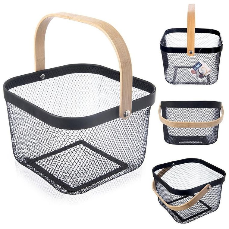 Orion, Radka, koszyk do przechowywania, metalowy, czarny, 27-24,5-17,5 cm