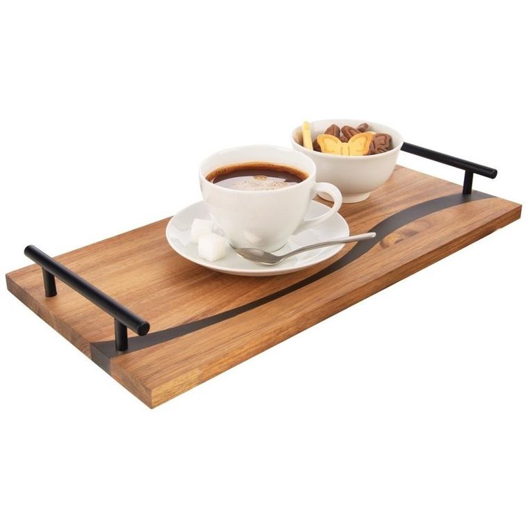 Orion, River, taca do serwowania, Drewniana z uchwytami, 42-20-4,5 cm