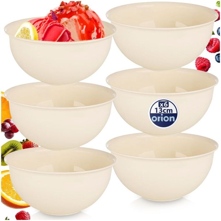 Orion, Sandy, miseczki plastikowe, kremowe, 13 cm, 500 ml, 6 szt.