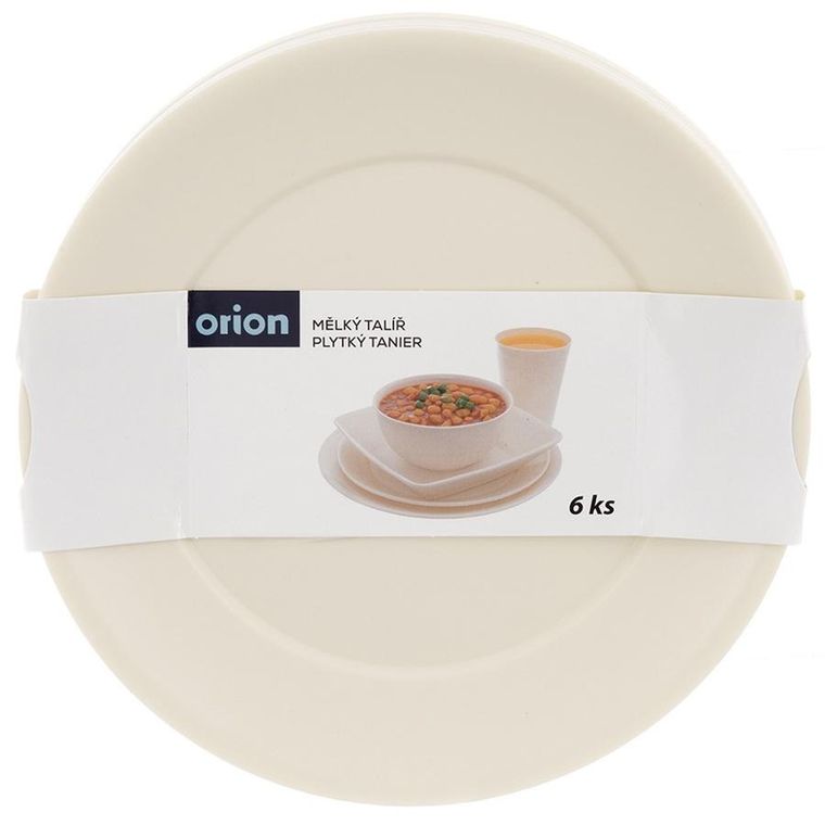 Orion, Sandy, talerze obiadowe płytkie, plastikowe, kremowe, 23,5 cm, 6 szt.