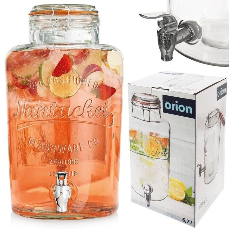 Orion, słój do napojów z kranikiem, szklany, 6.7 l