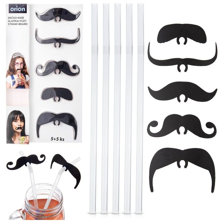 Orion, słomki do napojów, łamane z wąsami, 5 szt.