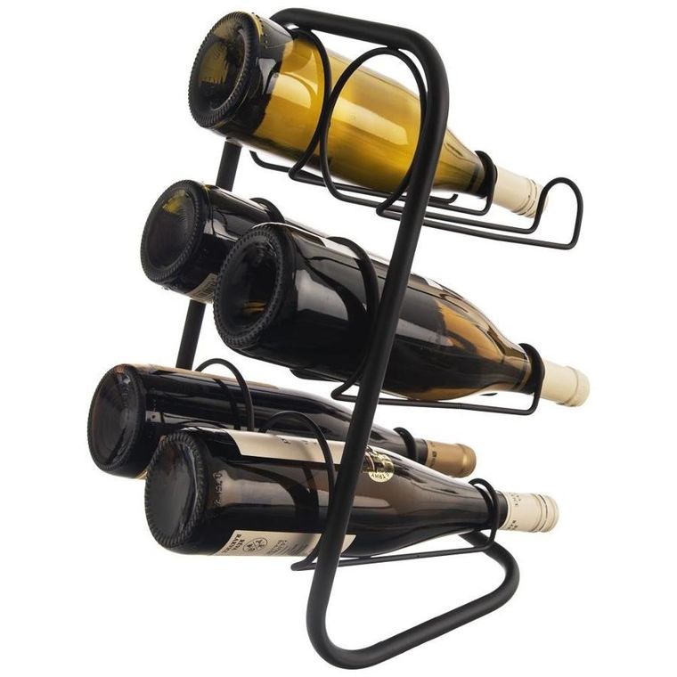 Orion, stojak na wino, metalowy czarny, 6 butelek, 22.5-39 cm