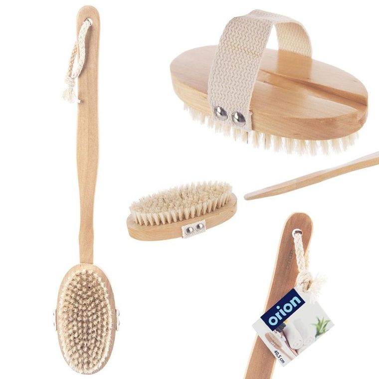 Orion, szczotka do masażu, drewniana, na sucho i do kąpieli, 42 cm