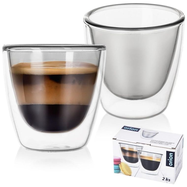 Orion, szklanki termiczne z podwójną ścianką do kawy espresso DOUBLE, 90 ml, 2 szt.