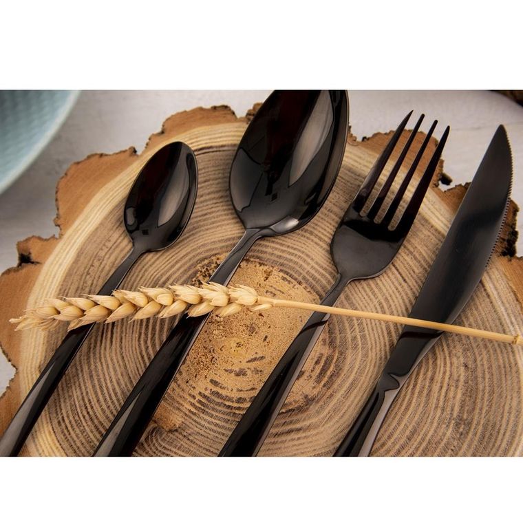 Orion, sztućce czarne, black luxure, 24 elementy