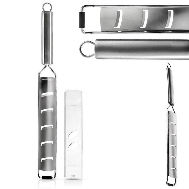 Orion, tarka kuchenna płaska z uchwytem, stalowa, plasterki, 38 cm