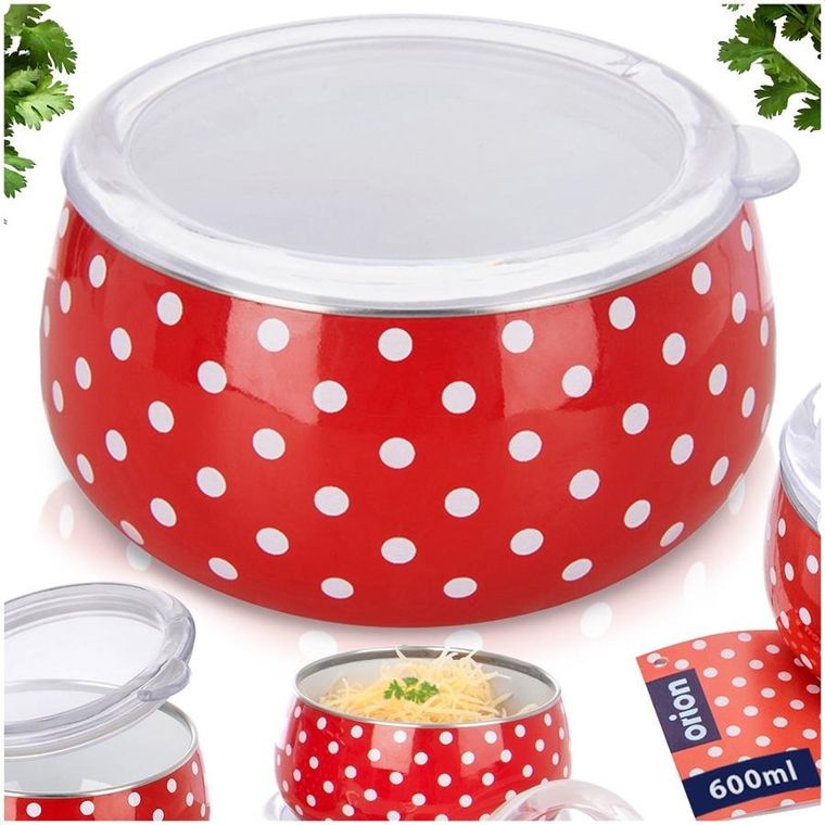 Orion, Tecka, miska emaliowana z pokrywką, 600 ml