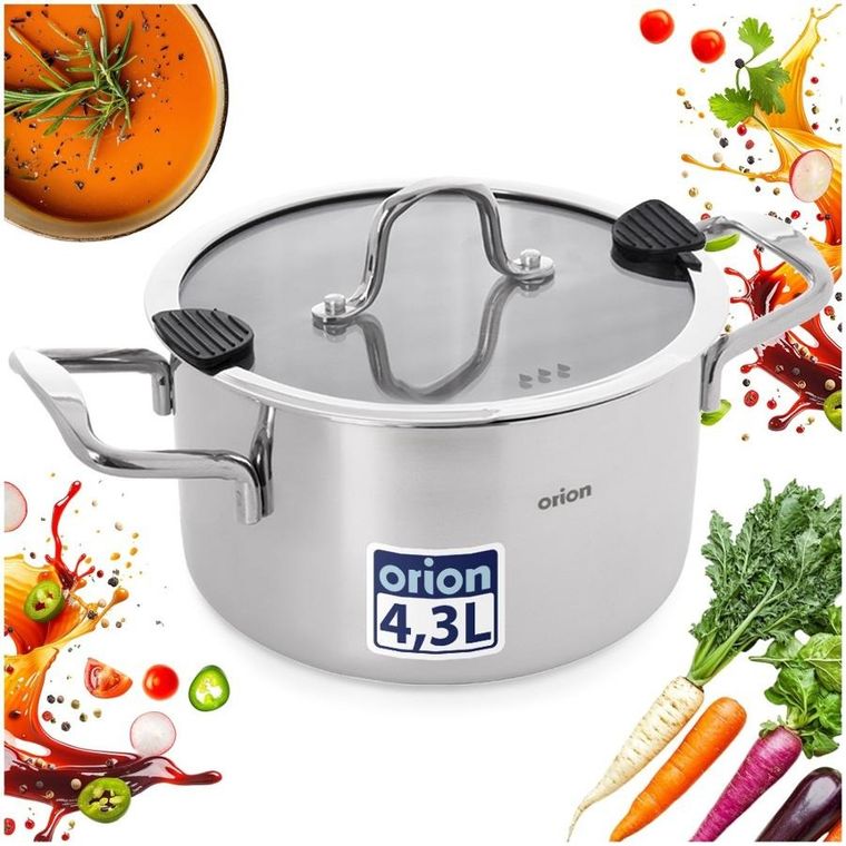 Orion, Venice, garnek stalowy z pokrywką, 22 cm, 4,3l