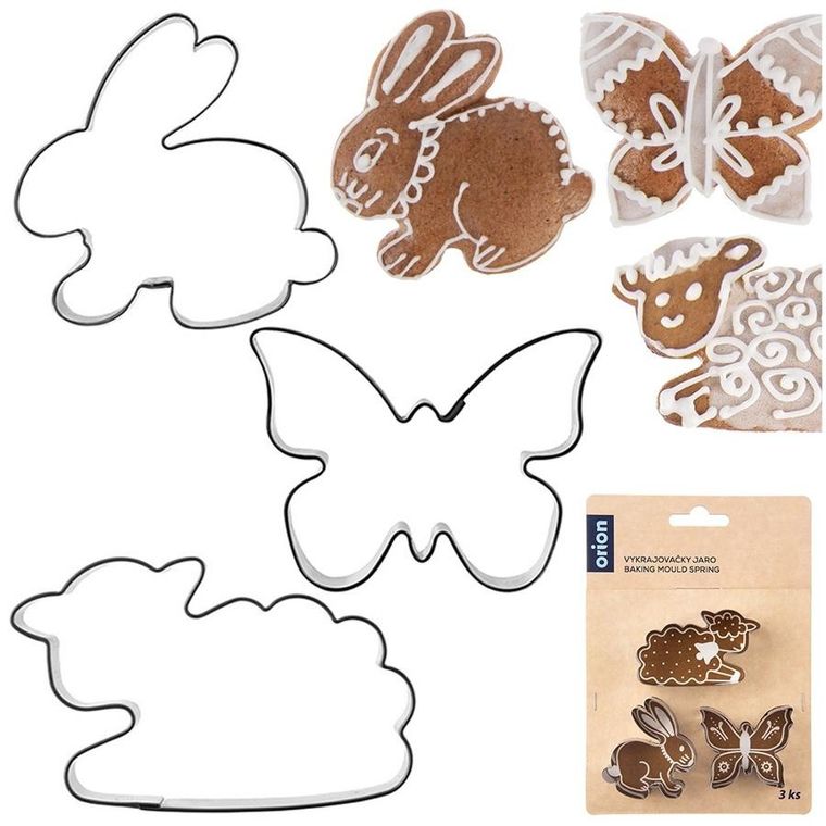 Orion, wykrawacze do ciastek stalowe, zajączek motyl baranek, 3 szt.