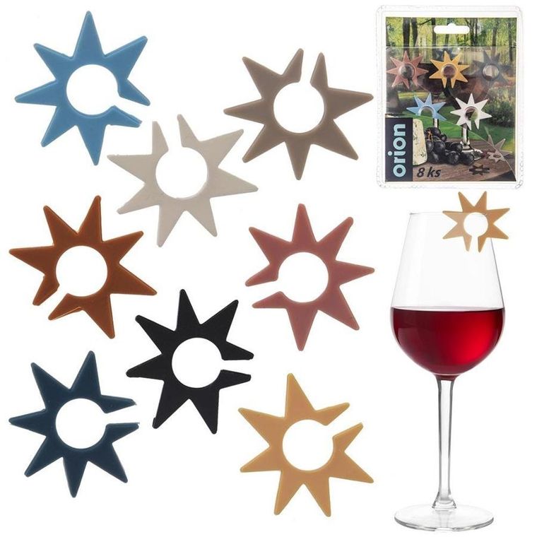 Orion, znaczniki na szklanki, kolorowe gwiazdy, 8 szt.