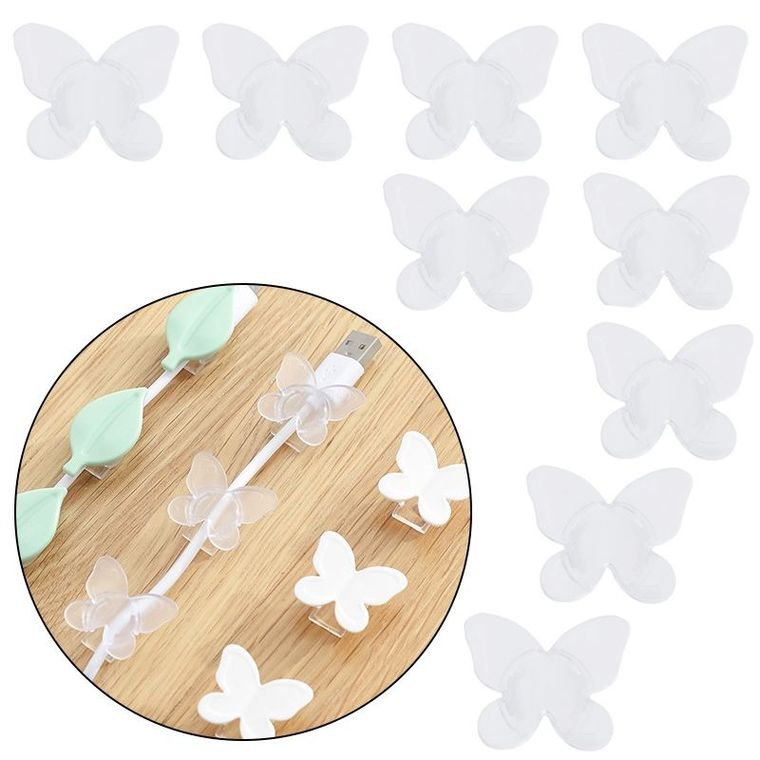 Ozdobny uchwyt na kable, motyl, 9 szt.