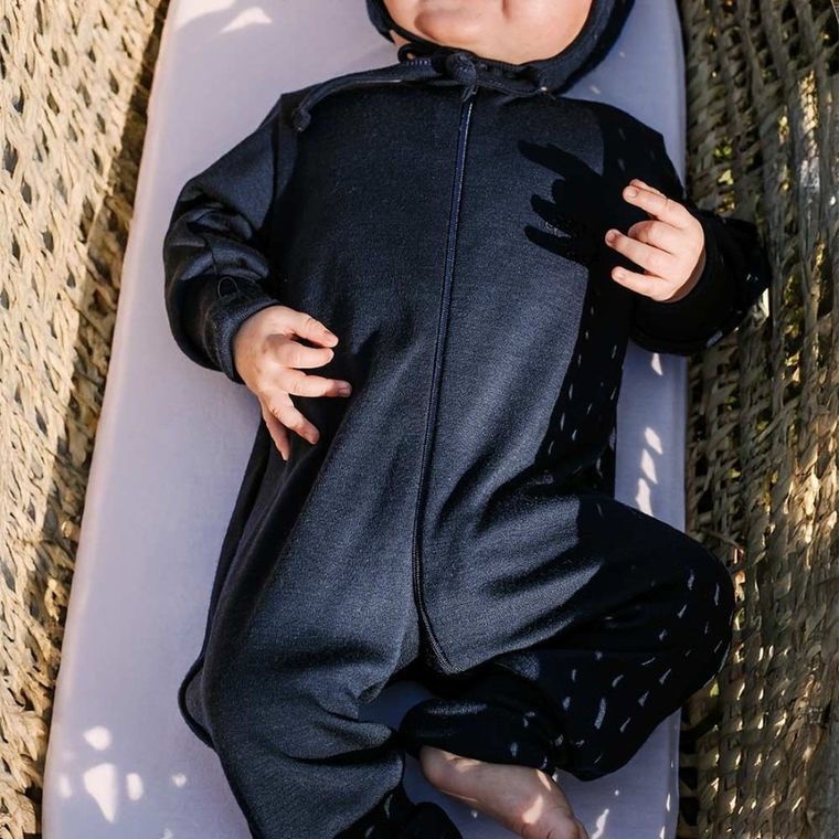 Pajac niemowlęcy, wełniany, granatowy, Eevi