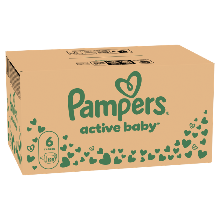 Pampers, Active Baby, pieluchy jednorazowe, rozmiar 6, 13-18 kg, 128 szt.