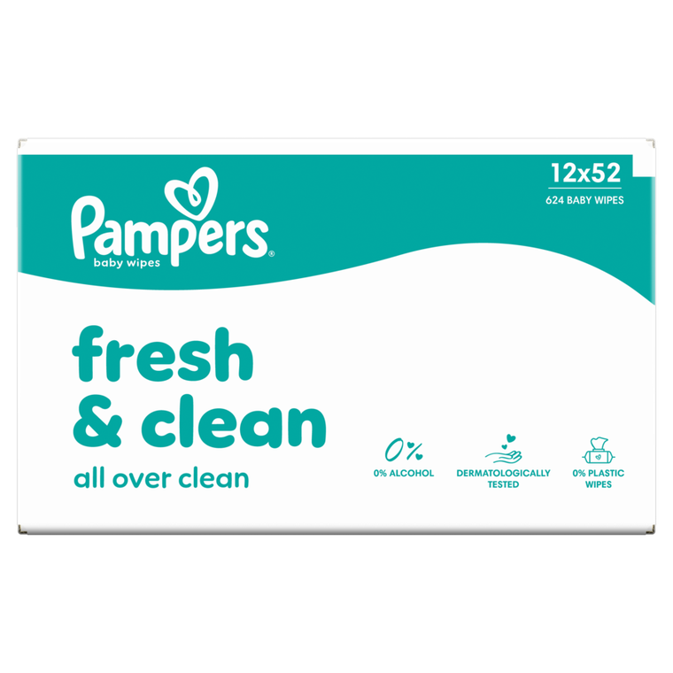 Pampers, Fresh Clean, chusteczki nawilżane dla dzieci, 12-52 szt.
