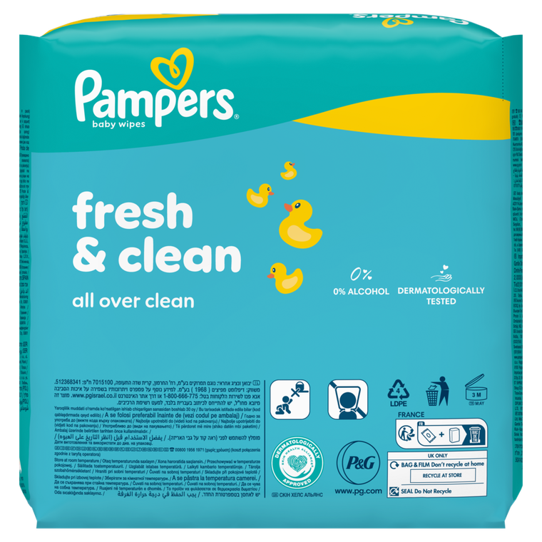 Pampers, Fresh Clean, chusteczki nawilżane dla dzieci, 3-80 szt.