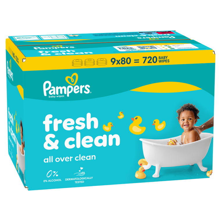 Pampers, Fresh Clean, chusteczki nawilżane dla dzieci, 9-80 szt.