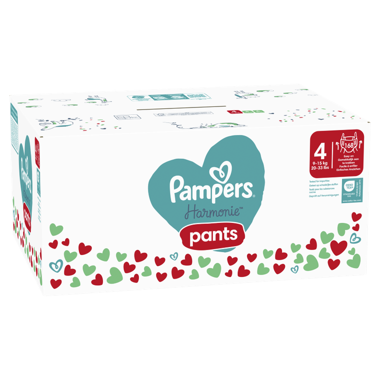 Pampers, Harmonie Baby, pieluchomajtki, rozmiar 4, 9-15 kg, 168 szt.